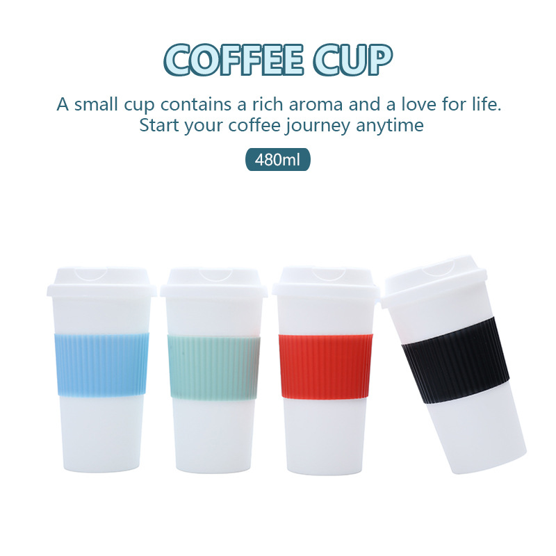 Cross-border Amazon factory direct supply double-layer plastic coffee cups, simple water cups, light luxury and high-end plastic cups details Picture