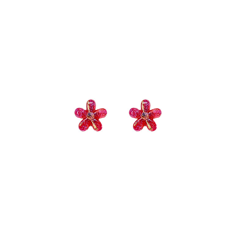 Colorful gradient mini small flower stud earrings, a new sweet and girlish summer set of earrings with a sense of design for women Item Picture