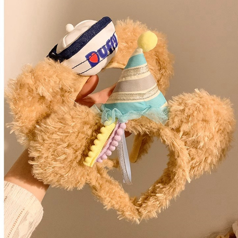 Cute little bear ears, plush hair band, birthday photo for girls, amusement park cartoon face wash makeup headband, hair clip, hair accessory full figure