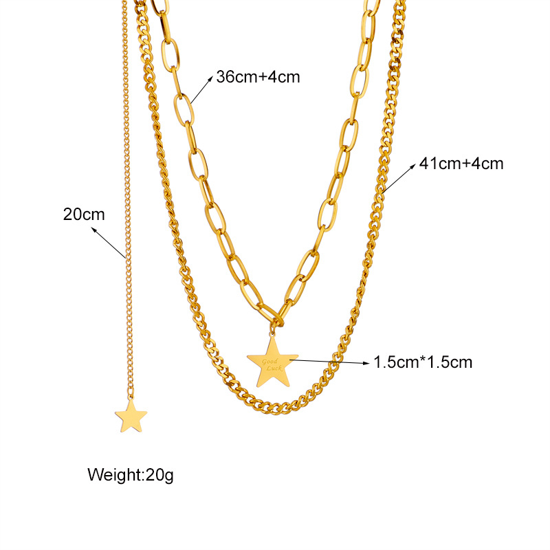European and American ins double-layer five-pointed star pendant titanium steel, non-fading, unique and unique style, versatile accessory collarbone necklace Application Scenario