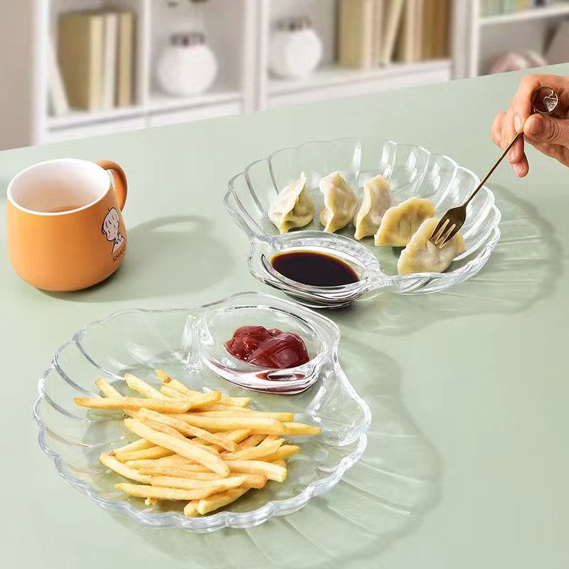 Factory-customized glass dumpling plates with dipping sauces, European-style creative home salad bowls, fruit plates, and separate plates for dumplings Specification drawing