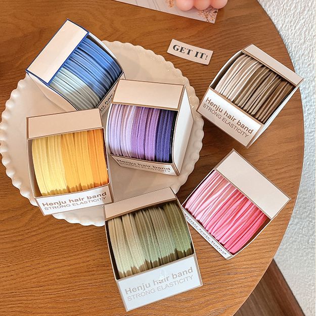 Colorful high-elasticity towel bands, seamless hair ties, high ponytail hair bands, hair accessories, simple basic leather band headwear full figure