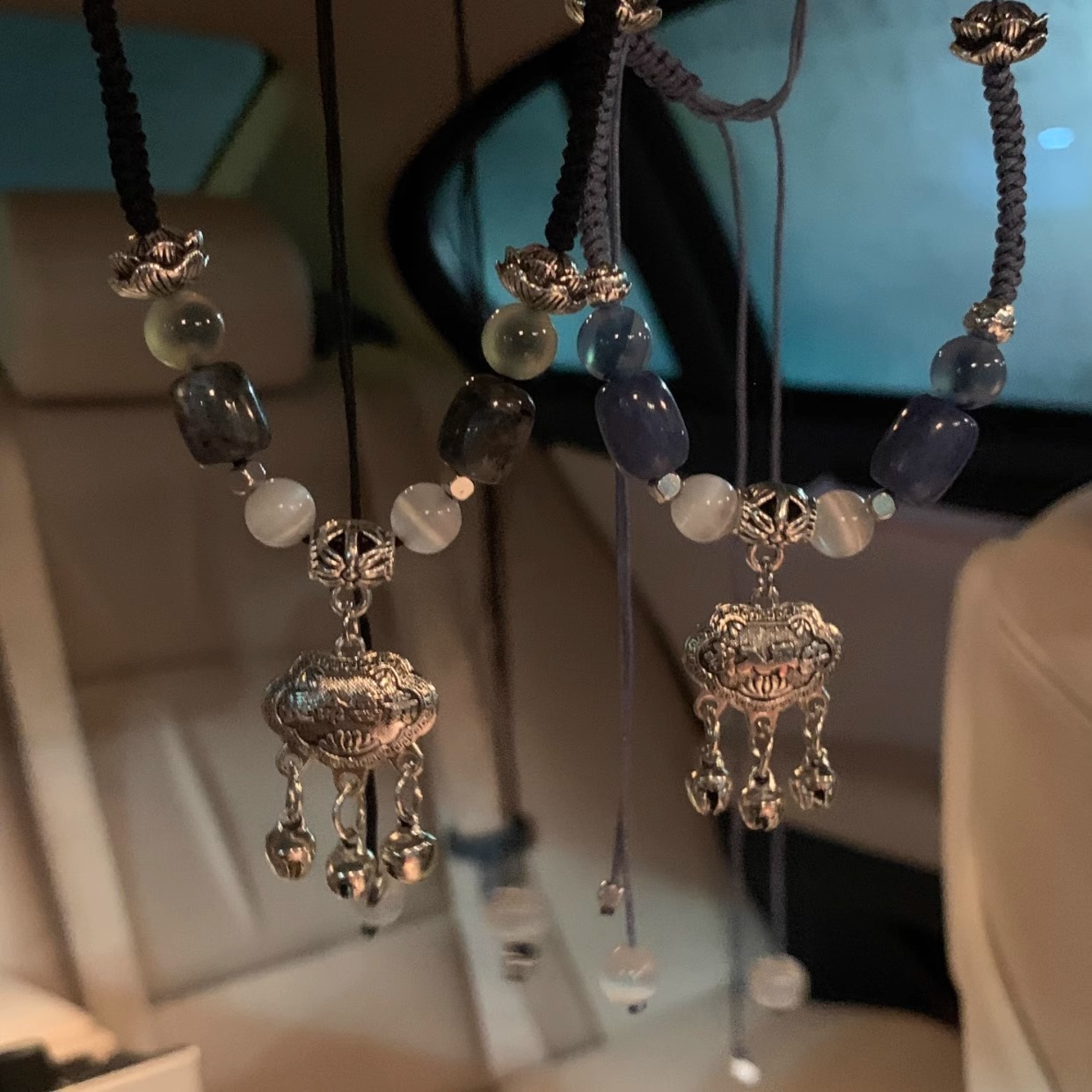 Hand-woven peace lock necklace for women, with a unique design sense that makes a sound with each step, a light luxury Chinese-style drawstring hoodie chain for women details Picture