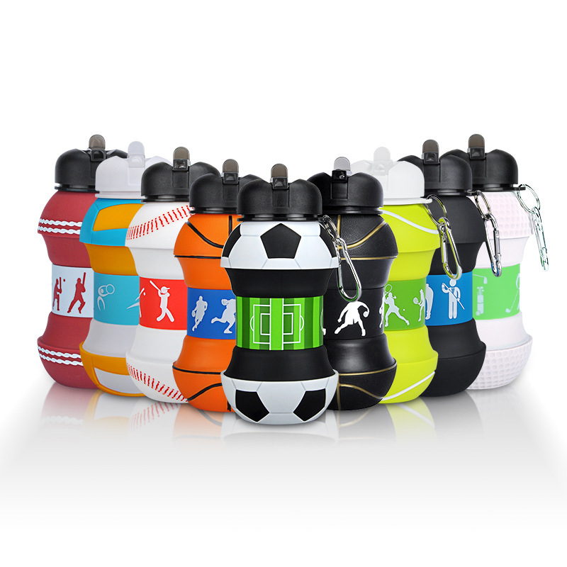 Mountain climbing football cup, basketball silicone folding cup, creative baseball, student water cup, portable shockproof and leak-proof children's water cup Item Picture