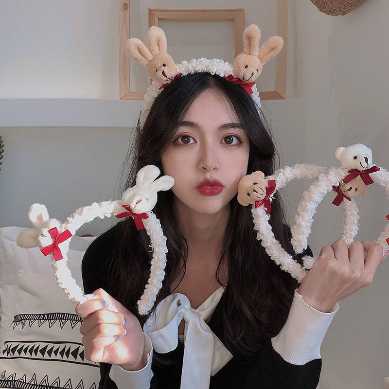 Little Bear Rabbit face wash hair band for women, simple lamb hair band, versatile for going out, anti-slip hair clip, hair band, hair accessory Specification drawing