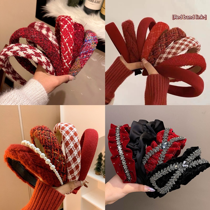 New Year red hairband women's autumn and winter high-end headband 2023 New high top retro hairpin New Year headwear full figure