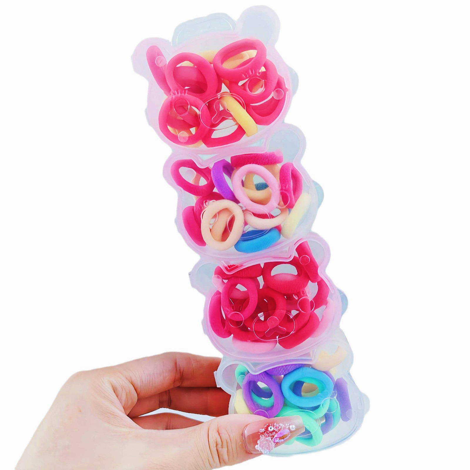 Korean children's hair accessories, basic base, rubber band, towel band, hair band, toddler hair band, colorful box set, hair tie and head accessories Item Picture
