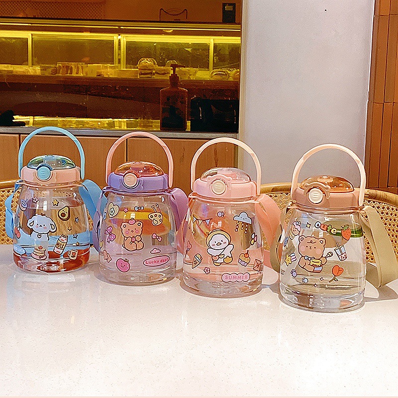 Children's water cups, high appearance level, large capacity, student plastic, popular large-bellied cups, straw cups, men's and women's ton-ton water bottles, customized Application Scenario