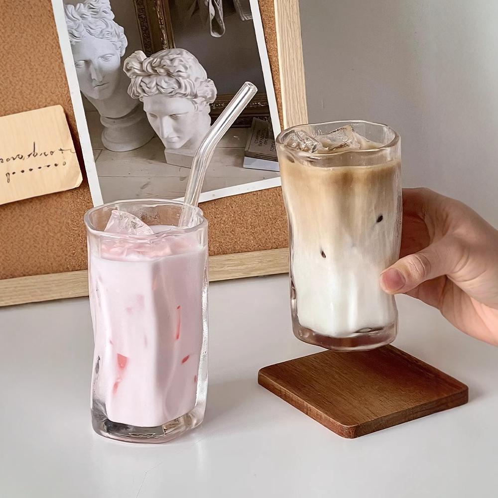 Irregular twisted cup, InS-style home iced American coffee cup, latte cup, glass water cup, juice drink cup details Picture