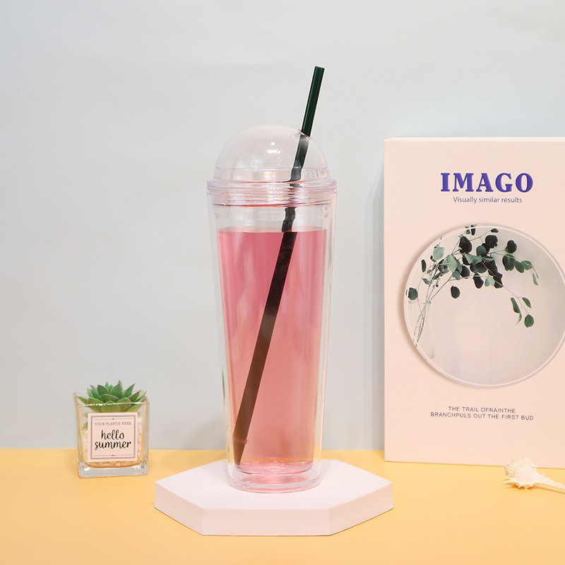 The popular and fashionable double-arch lid straw cup is a camping and photo-taking outdoor drinking cup with double-layer insulation. Factory wholesale Specification drawing