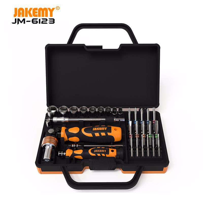 Household 31-piece multi-functional combination screwdriver repair tool ratchet cross screwdriver tip set JM-6123 Item Picture