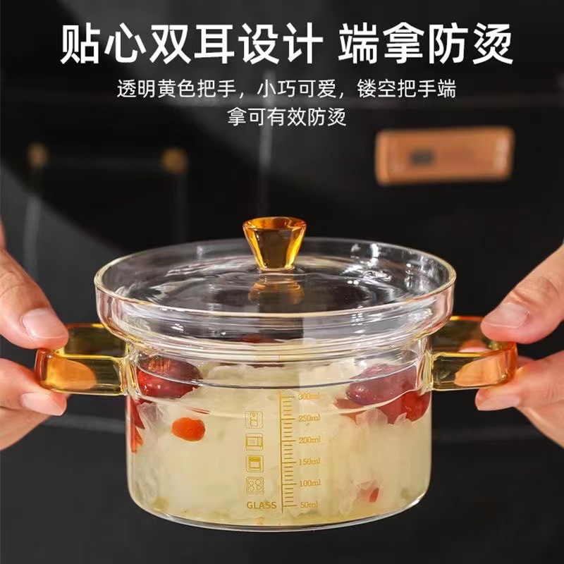 Wholesale thickened high-temperature resistant high borosilicate glass bowls, stewing cups, household large-capacity high-appearance-level steamed egg cups, soup POTS and milk POTS Specification drawing