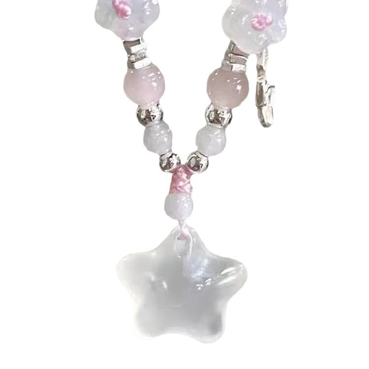 Youqianhua's niche design ice Transparent star woven rope necklace, broken silver butterfly collarbone chain, fashionable and light luxury necklace Item Picture