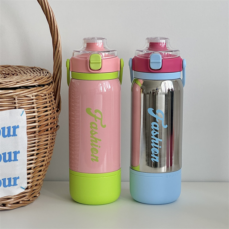 Portable and bouncy insulated cups with handles, fashionable large-capacity Yongkang insulated cups for students and couples, wholesale of water cups with high appearance standards full figure