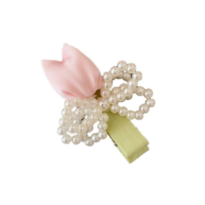 Gentle Diary ~ Tulip Pearl Hairpin, a feminine forest-style fairy-like beauty with a high-end feel, a niche fringe side headpiece hairpin Item Picture