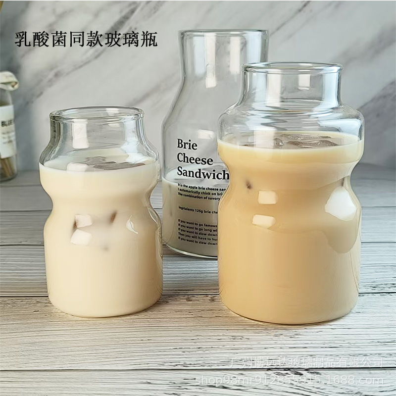Creative ins lactic acid bacteria glass cup, high borosilicate milk juice drink cup, milk tea drink cup, iced Americano coffee cup details Picture