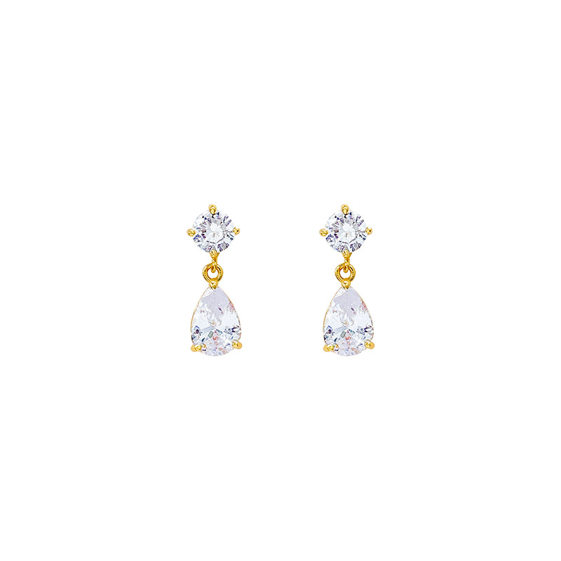 Super Flash Zircon teardrop-shaped earrings for women, a light luxury, niche, high-end look, simple stud earrings, a trendy and popular ear accessory Item Picture