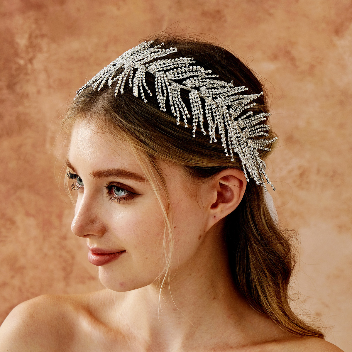 New hand-woven rhinestone headband, European and American wedding dress accessories, super shiny Sue bridal headwear, heavy work headband full figure
