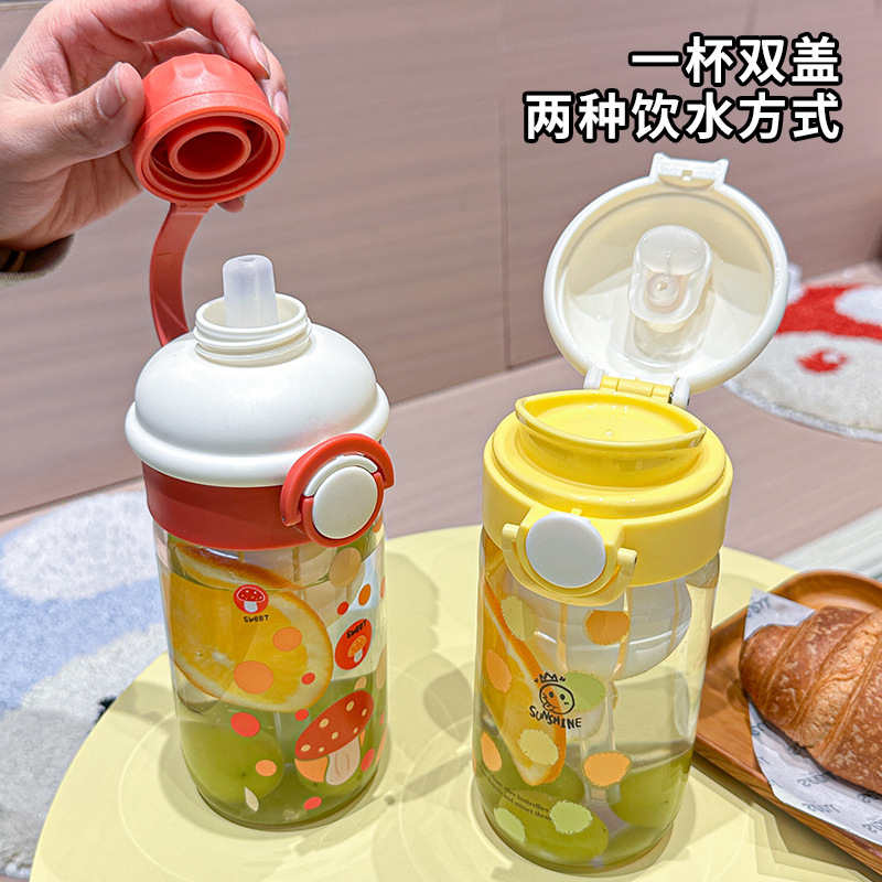 Cute and fresh glass water cups, portable double-drinking straw cups for girls, heat-resistant tea brewing cups for students, wholesale summer cups Application Scenario