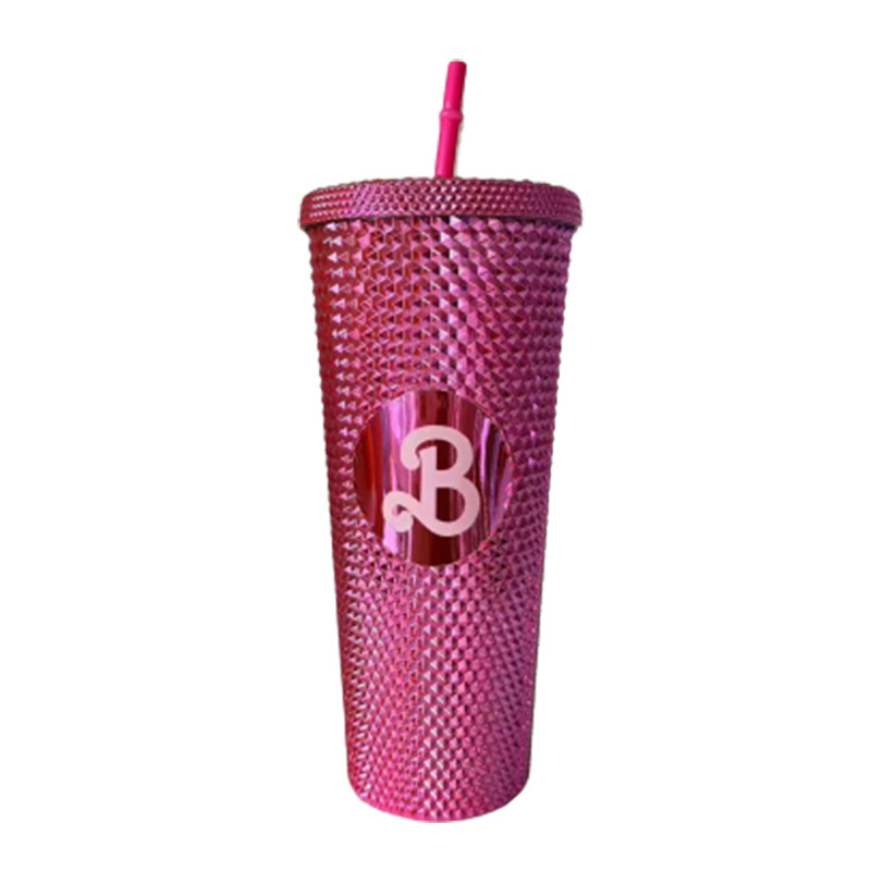 【 Processing and Customization 】 Double-layer straw cup, large-capacity creative sharp cup, diamond durian cup, internet-famous drinking cup Item Picture