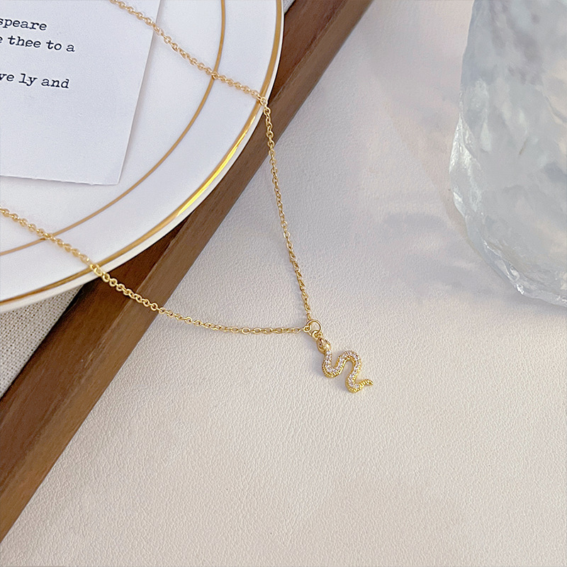 Lucky Snake Necklace for Women, a new 2024 bestseller with a light luxury and niche design sense, is a high-end collarbone chain accessory details Picture