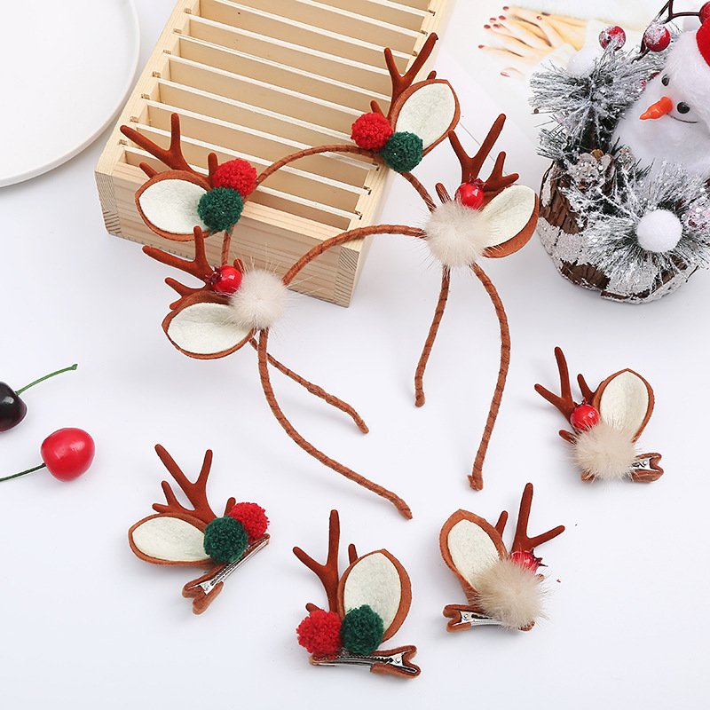 New Christmas hair accessories, antler hair bands, hair clips wholesale, forest-style elk headbands, plush hair clips, hair pin decorations details Picture