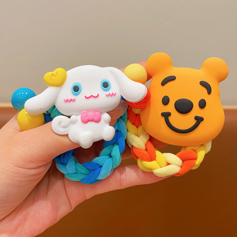 Children's colorful dog hair tie, durable high-elasticity hair tie for little girls, tied into ponytail buns, hair loops for girls, skin bands Application Scenario