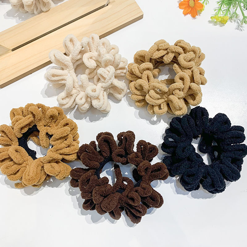 Japanese and Korean autumn and winter basic, versatile and elegant hair bands, towel bands, hair ties, high-elasticity ponytail hair ties, hair accessories, leather cases for women details Picture