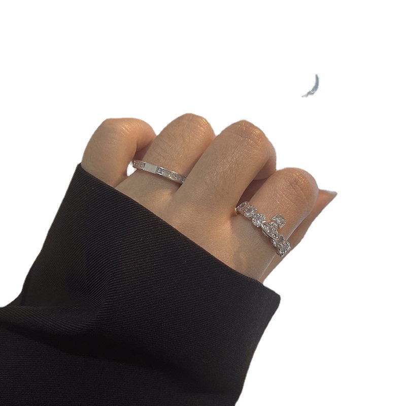 A high-end, light luxury trend Saturn Zircon detachable double-layer crown ring for women to wear with a small star sphere open ring Item Picture
