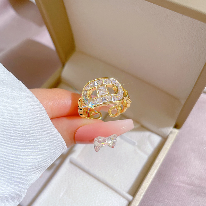 【 Real Gold 】 8-shaped zircon ring with adjustable opening, simple Japanese-style jewelry, couple rings details Picture