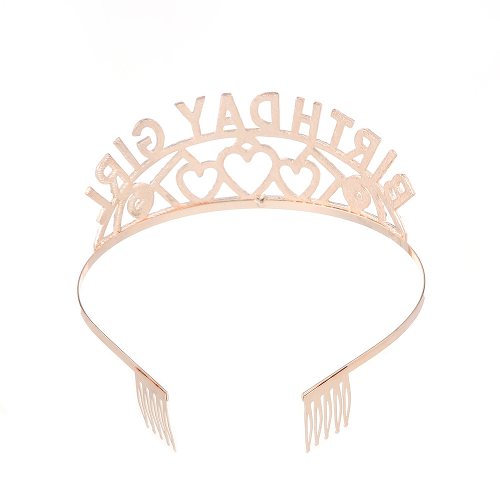 Cross-border birthday party crown headband decoration, "Happy Birthday" letter water diamond headband headband, party outfit headband Specification drawing