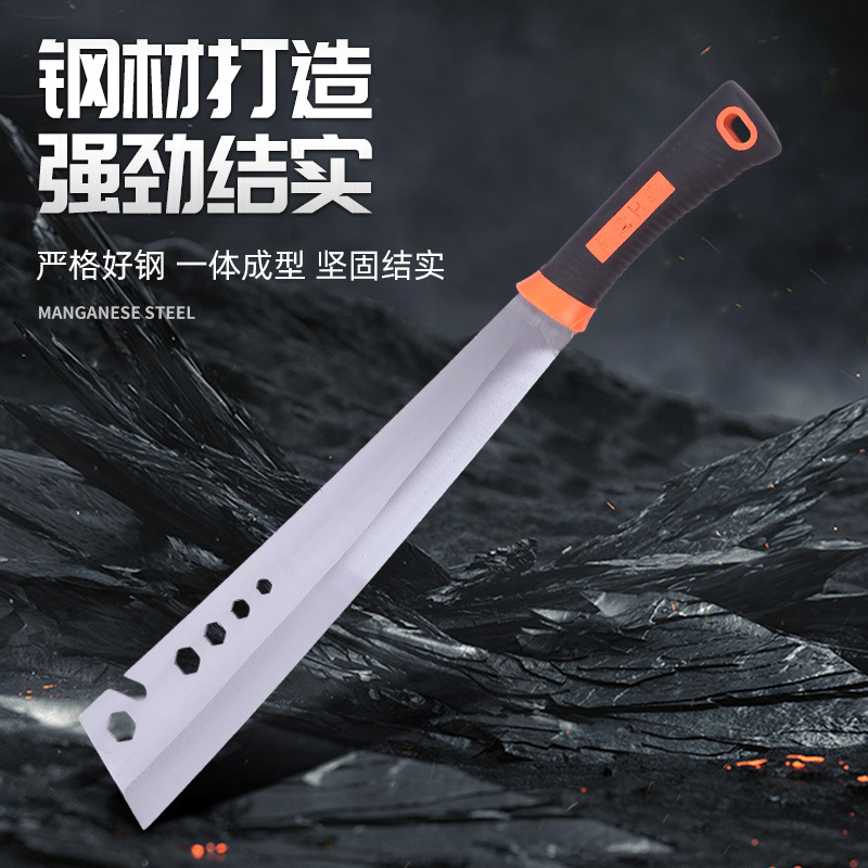 Diesel knife, manganese steel, double-color handle, large knife, woodcutting knife, outdoor tree cutting, agricultural firewood knife, double-cutting mountain opening knife details Picture