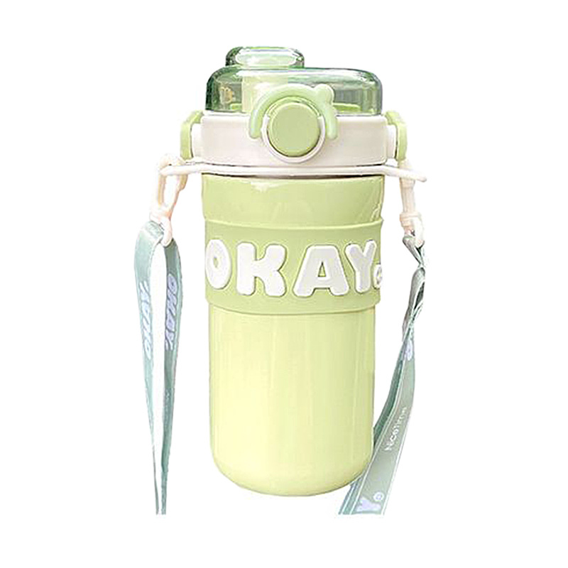 Simple insulated cup, student high appearance level, slanted double-drinking straw cup, portable ins fashion gift, stainless steel water cup Item Picture