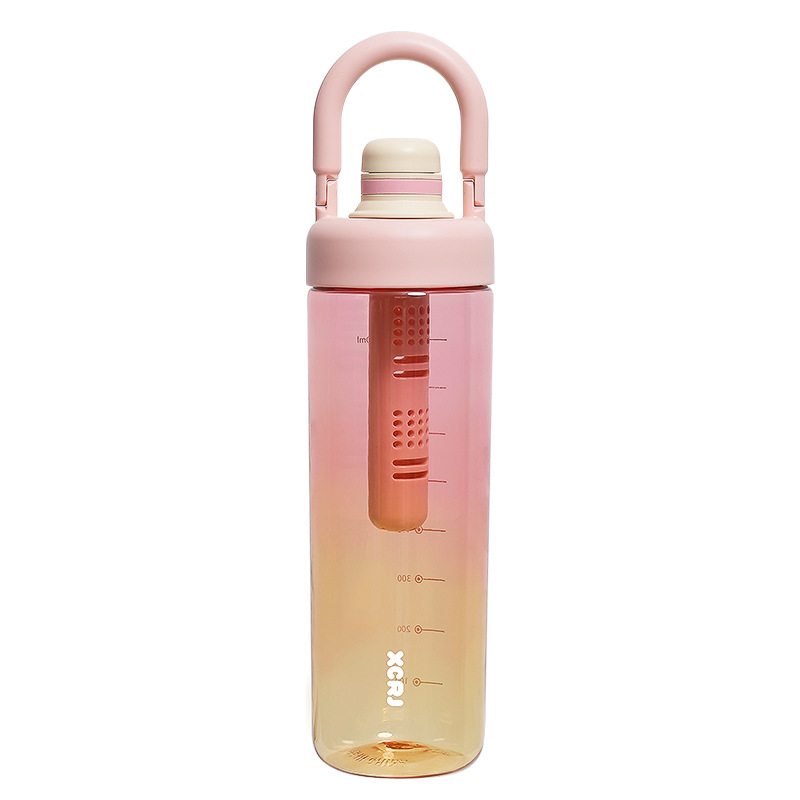 Simple tea-making water cup with tea compartment, high appearance level, student fashion water bottle, gradient color, large-capacity direct drinking plastic cup Item Picture