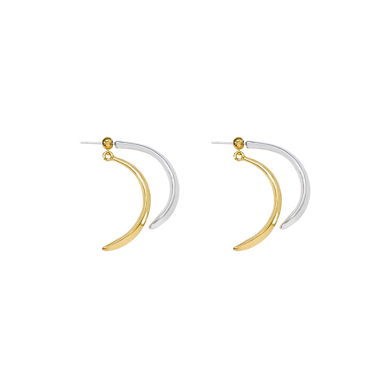 Retro Hong Kong-style long cross earrings, female metal color contrast, high-end and unique style, stud earrings, personalized tassel ear hangers Item Picture