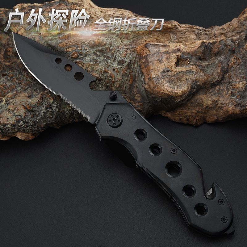 Factory direct sales of all-steel folding knives, multi-functional camping tactical knives, survival knives, outdoor knives, knife-cutting portable fruit knives Specification drawing