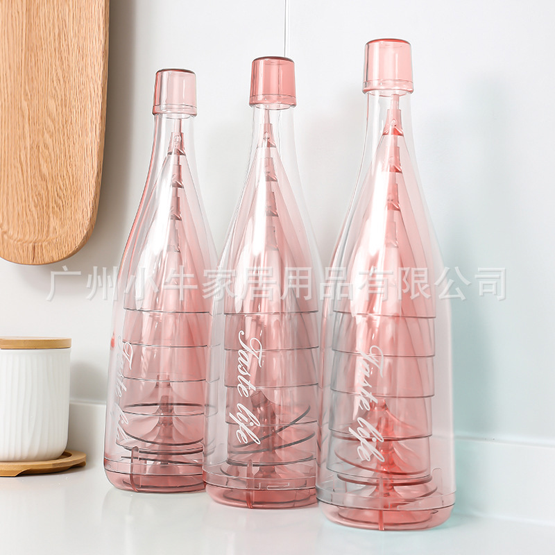 Plastic red wine glass and champagne glass set, PS transparent water cup, portable and creative detachable tall cup for outdoor travel details Picture