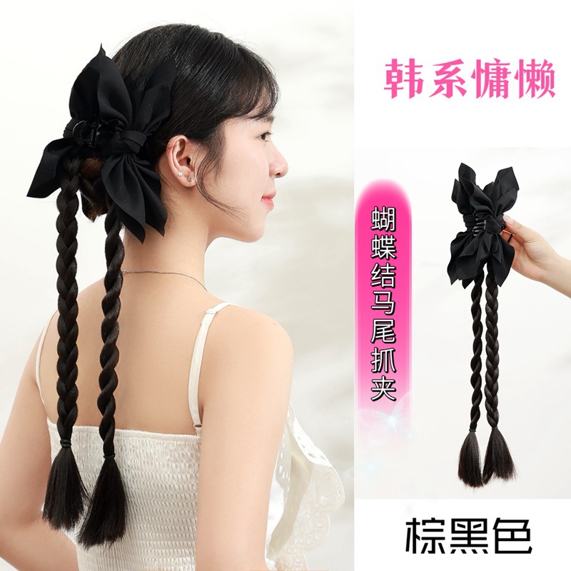 Cashew flower scratch-clip boxing braid, false braid, high ponytail, realistic high-end style, double-sided artistic painting dyed hair accessory Specification drawing