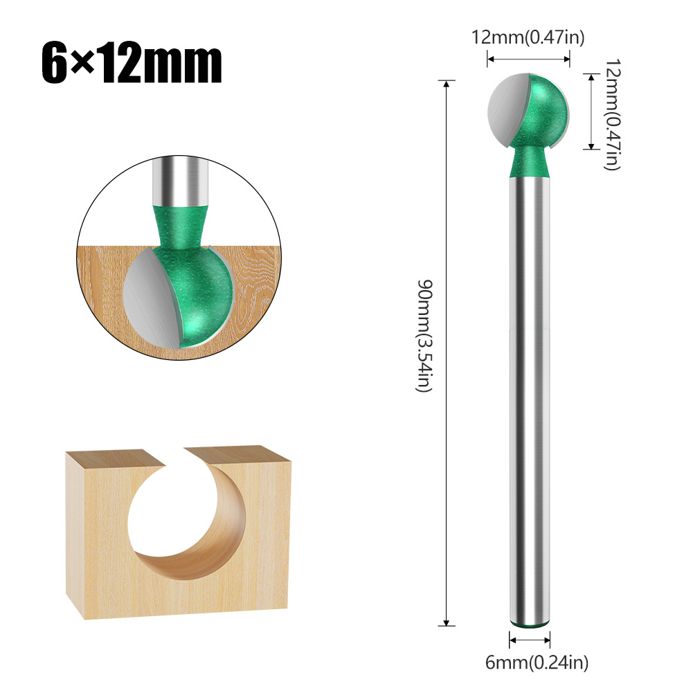 Ball knife, engraving ball knife, wood carving and root carving knife head, woodworking spherical ball knife, 6mm straight handle grinding head undefined