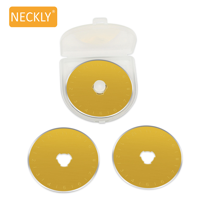 Factory direct supply: 45X8X0.3mm titanium-coated fabric gold circular knife, rotating gold paper cutting blade, circular hole wheel knife Item Picture