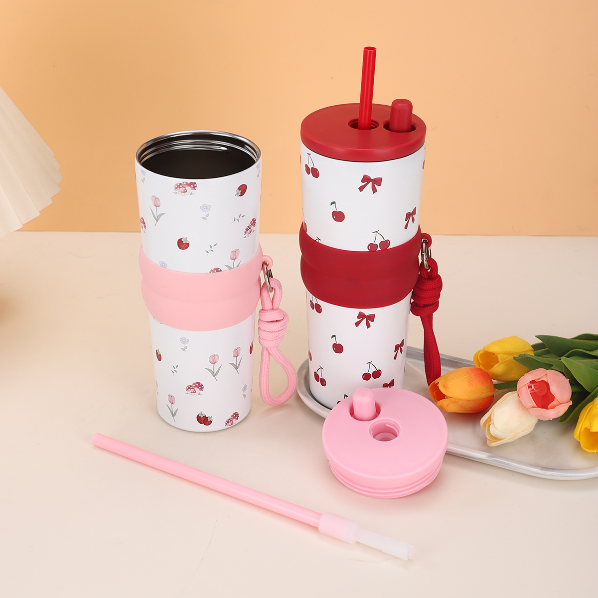 316 Giant straw Insulated Cup, car large-capacity coffee cup, portable gift for travel, new ice king water cup Application Scenario