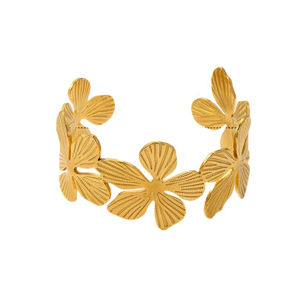 New European and American original design leaf and flower bracelet, electroplated with gold, high-end feel, no color fading at the opening, cross-border bestseller Item Picture