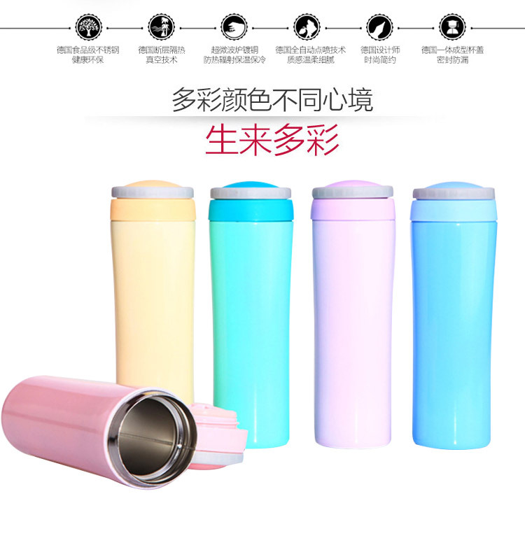 Wholesale manufacturer of stainless steel inner liner vacuum water cups for insulated cups, printed LOGO, candy color creative gift insulated cups Application Scenario
