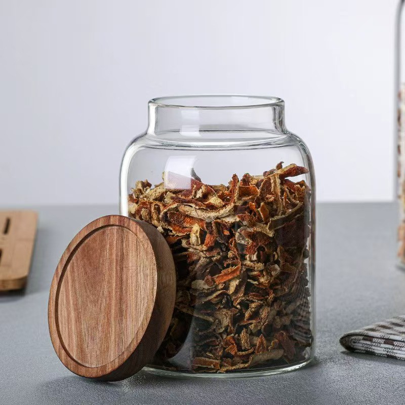 In-stock dried tangerine peel tea cans, high borosilicate thickened cans, special sealed cans for acacia wood, and storage cans for dried fruits and grains details Picture