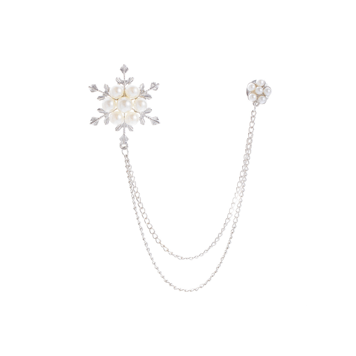 Korean-style light luxury tassel elegance brooch, snowflake pearl chain, high-end suit brooch, simple yet luxurious brooch accessory Item Picture