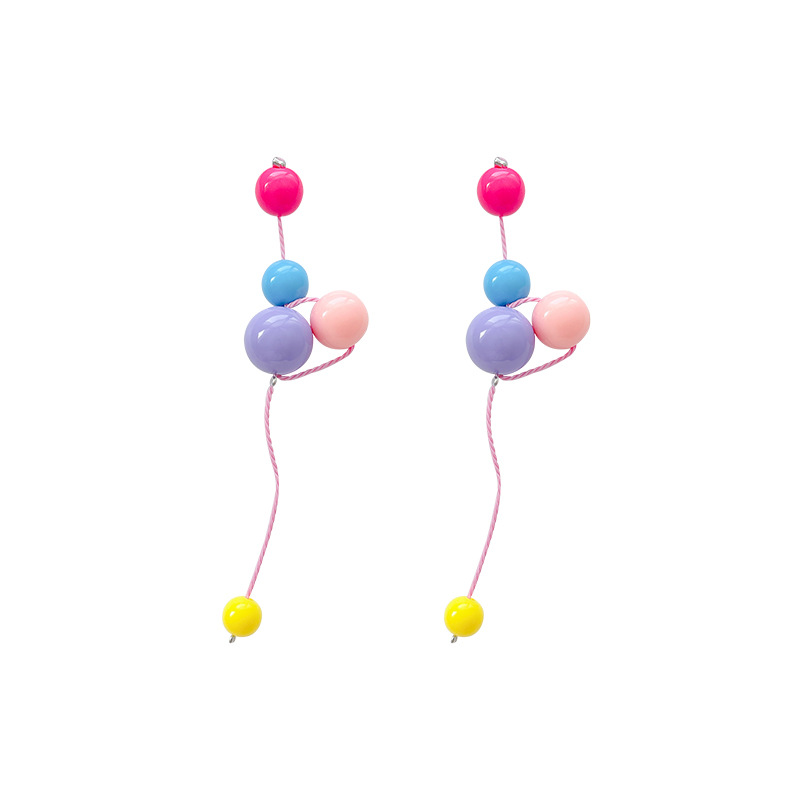 Dopamine-colored sugar bean beaded tassel fashionable vacation earrings, unique style, personality, versatile earrings wholesale Item Picture