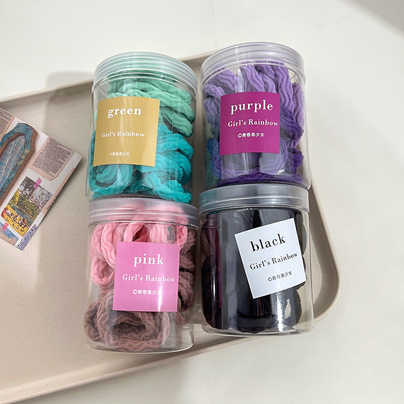 Korean-style canned girl's gradient color towel hair band, high-elasticity seamless hair tie, candy-colored leather band hair accessory full figure