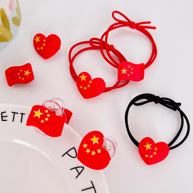National Day children's hair clips, broken hair clips, festival hair accessories, girls' hair ties that do not damage hair, high bullet head accessories for girls full figure
