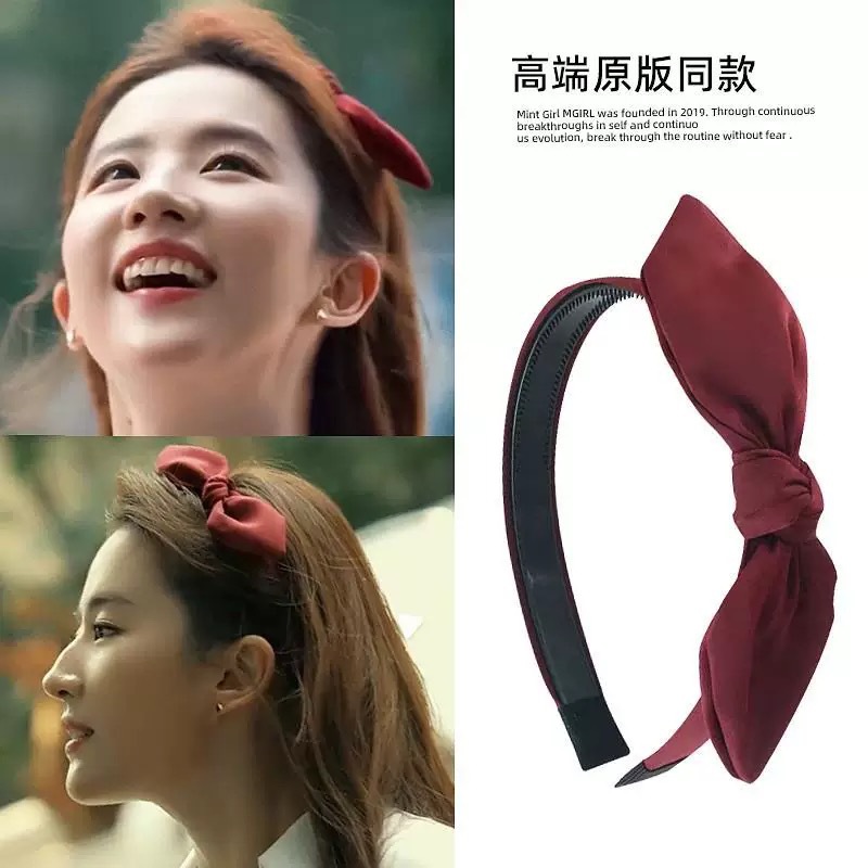 The Story of the Rose, the same red rabbit-ear hairband for women as Liu Yifei and Huang Yimei, summer bow headband hairpin details Picture