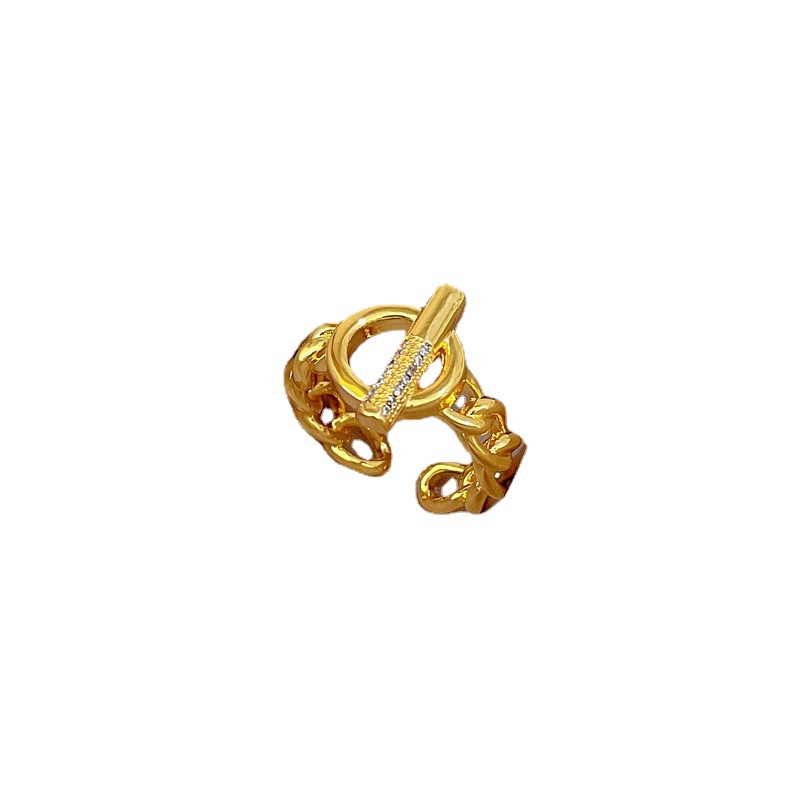 【 Real Gold 】 Couple rings, women's Instagram trendy and fashionable plain ring, adjustable open ring, cool and unique ot ring Item Picture